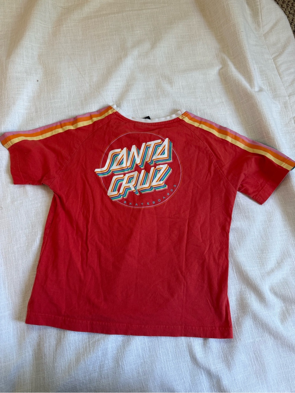 Santa Cruz Skateboards Red Multi-Stripe Retro Graphic Tee - Women's S